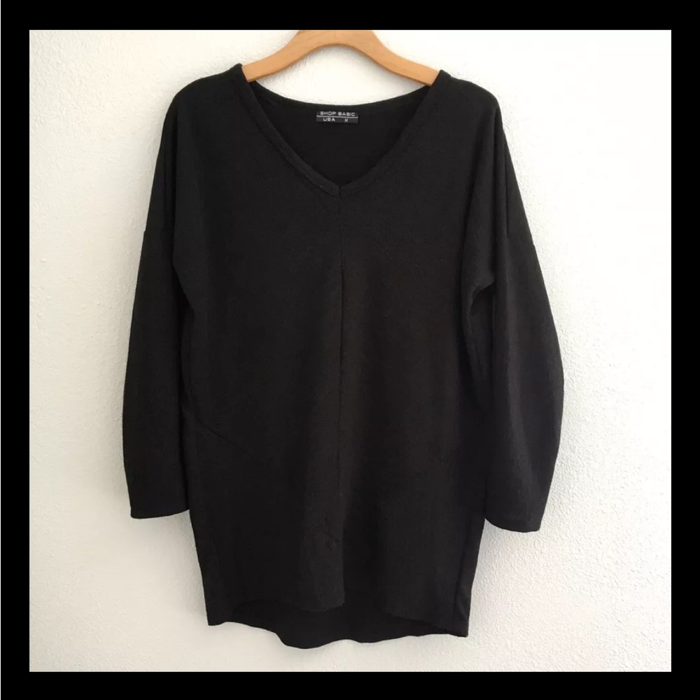 Women's Shop Basic Black V-neck Slouchy Tunic Top Sz Medium